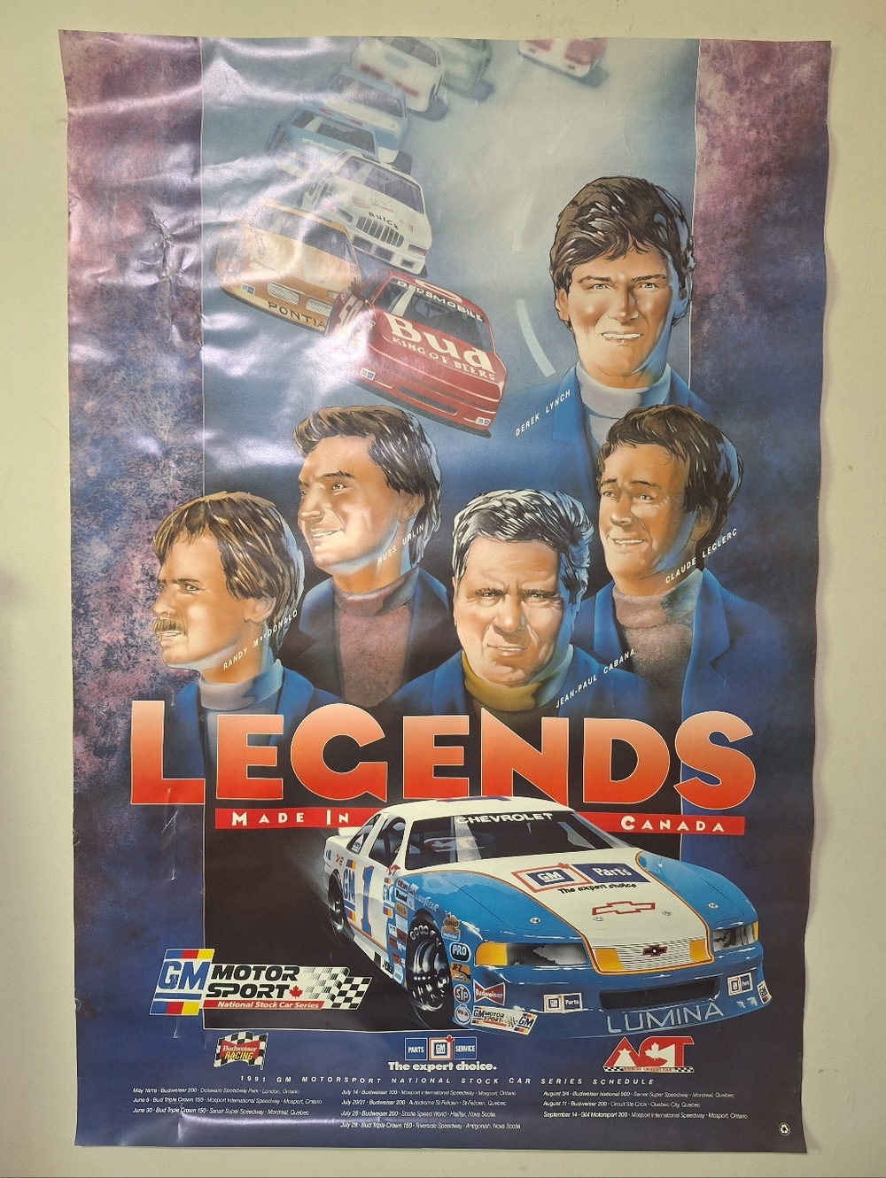 Vintage 1991 GM Motorsport Legends Canada Racing Poster 24x36 Memorabilia
